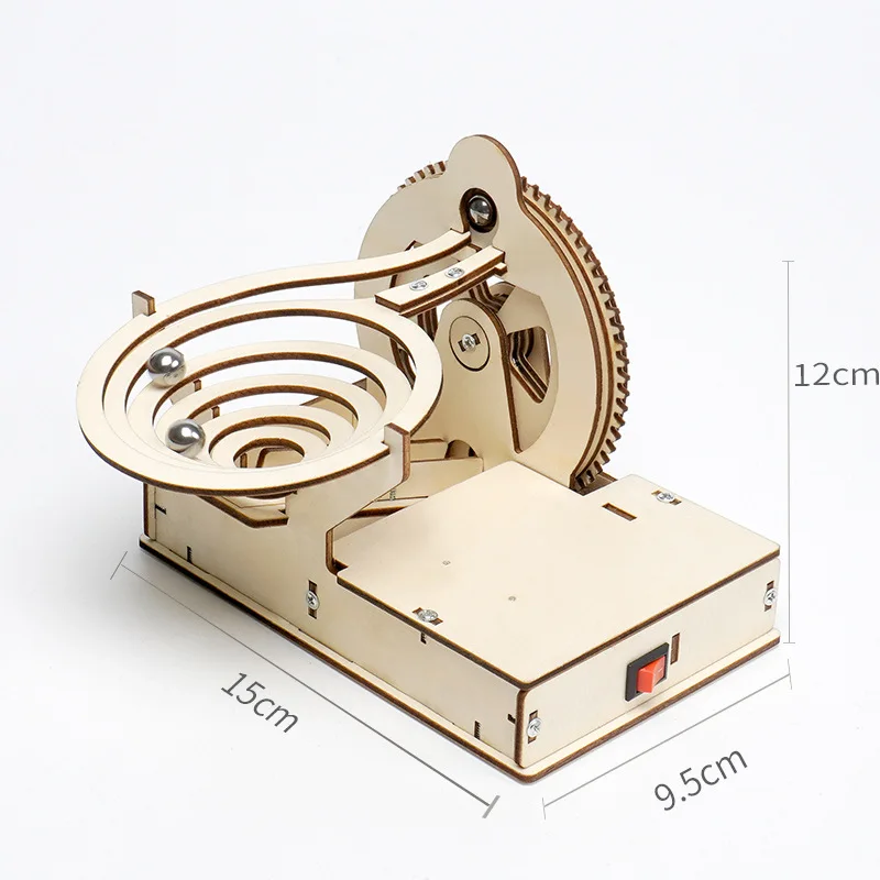 증기 과학 교육 키트 3D 나무 대리석 실행 공 태양 광 발전 DIY 빌딩 조립 기계 기어 엔지니어 모델 완구