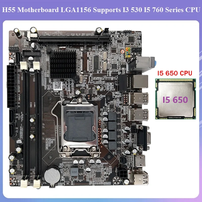 

H55 Motherboard LGA1156 Supports I3 530 I5 760 Series CPU DDR3 Memory Desktop Computer Motherboard With I5 650 CPU