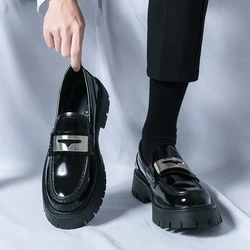 Ripe-young Men's Retro Leather Shoes Grace Thick Bottom Loafers Men Fashion Black Formal Business Luxury Slip-on Casual Shoes