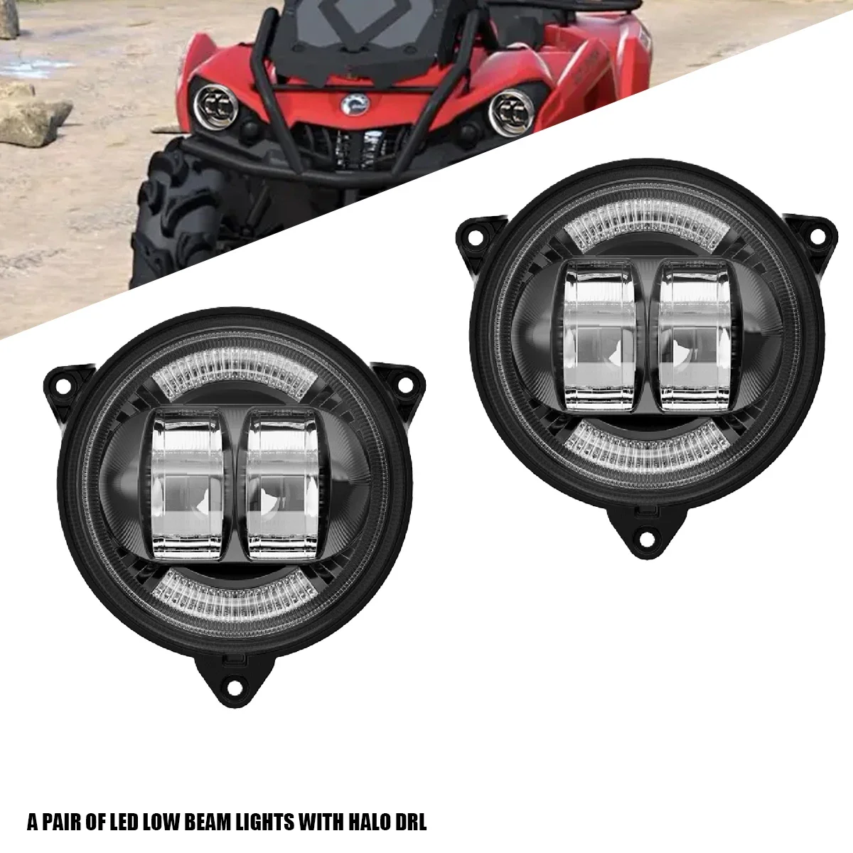 

Pop 2 Pcs LED Headlights H4 Halo Ring DRL For Can-Am Outlander 500 650 800 850 1000 XMR STD XT XT-P 2012-2022 ATV Led Headlamp