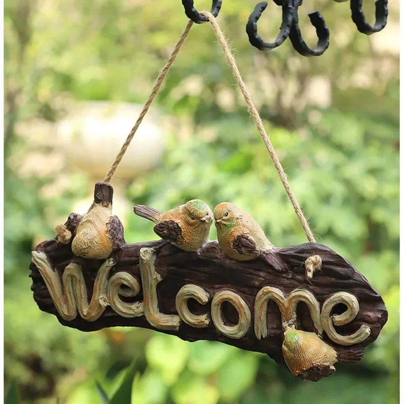 Outdoor Creativity Welcome Listing for Garden, Courtyard Guide Card, Balcony Resin Decoration, Wall Hanging Bird House Number