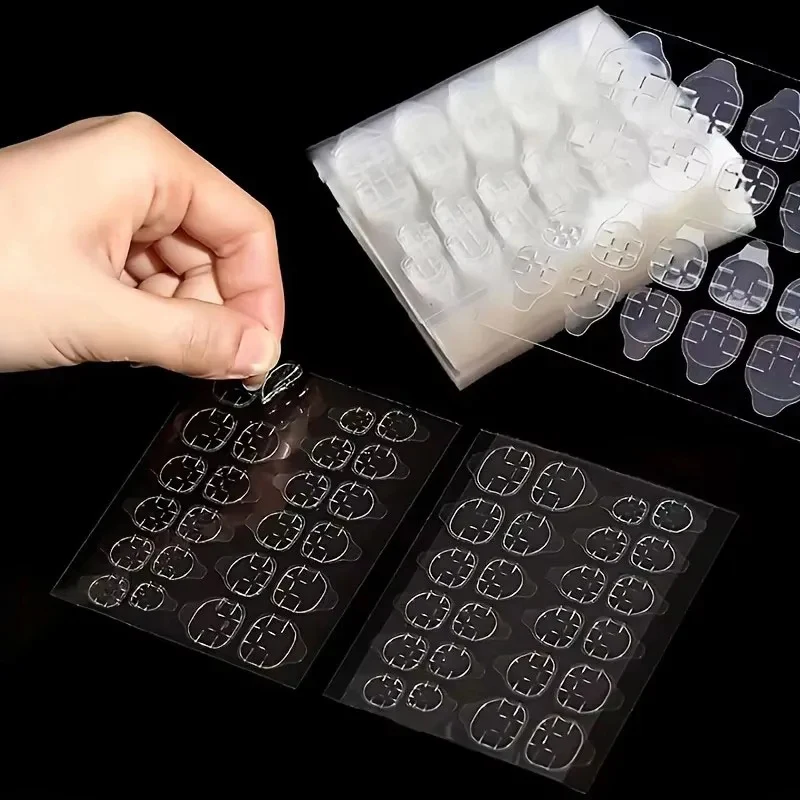 1-7sheet Double Side Nail Glue Sticker Adhesive Tabs For Fake Nails Supre Sticky Waterproof Breathable Nail Jelly Glue