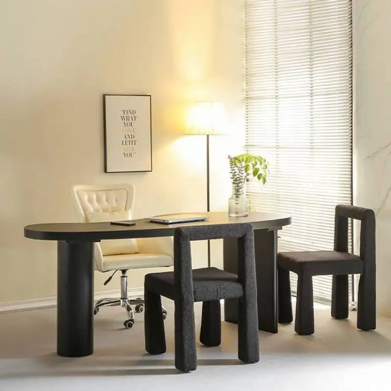 مكتب تنفيذي مصمم جمالي أبيض أسود كبير لألعاب الكمبيوتر المحمول مكتب تنفيذي طاولة كمبيوتر Mesa De Escritorio أثاث المكاتب #3