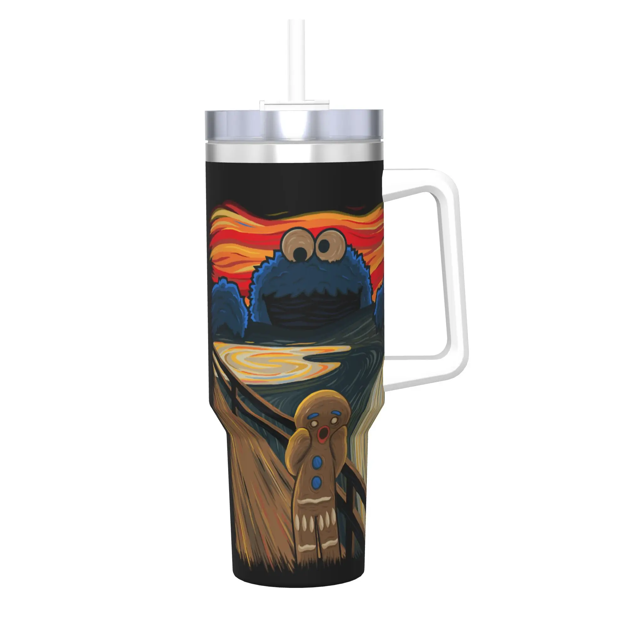 Vaso de Acero Inoxidable con Diseño de Cookie Monster, Taza de Café, Taza Aislada para Bebidas Frías, Botella de Agua para Viajes