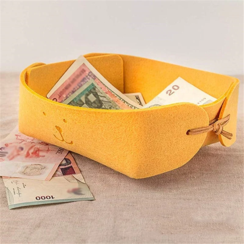 2pcs Felt Storage Basket Snacks Toys Storage Basket Large Capacity Foldable Clothes Organizer Desktop Sundry Organizer