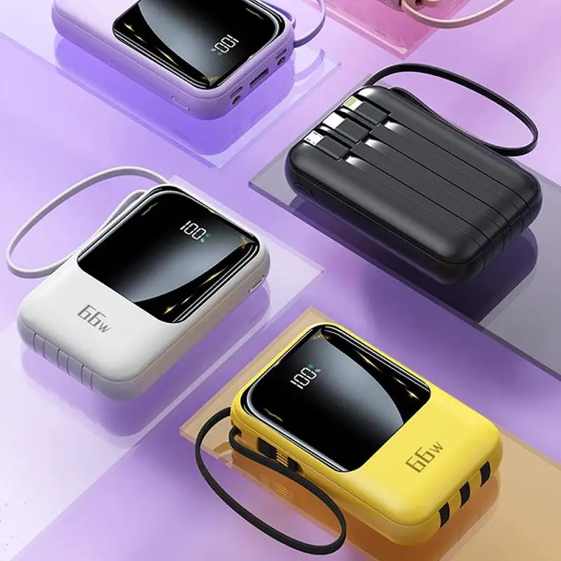 8000mAh Power Bank Large Capacity Portable Power Bank With Built-in Fast Charging Cable Power Bank For Xiaomimi Power Bank