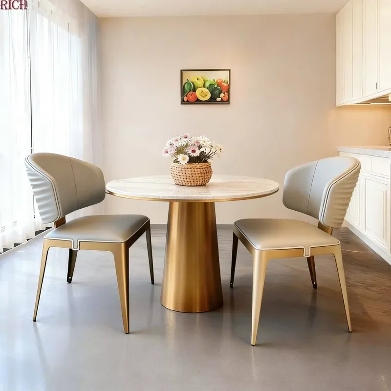 for Modern Nordic Curved Back Leather Metal Frame Beige Dining Chair for Commercial Banquet Hotel Wedding Home Apartment