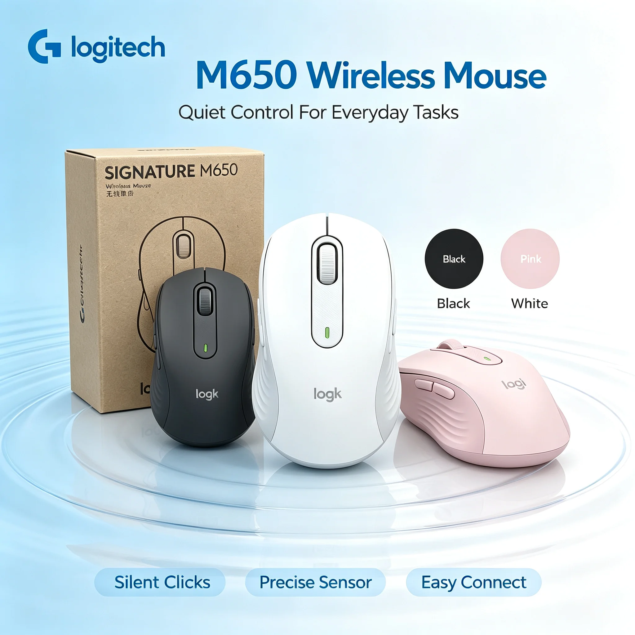 Logitech M650 Dual‑Connectivity Wireless Mice 2.4G USB Receiver Bluetooth For Notebook PC