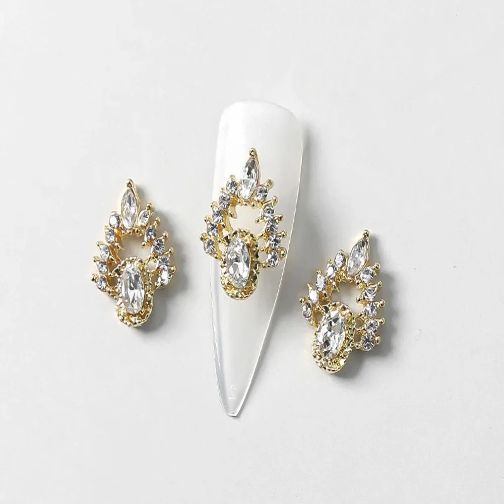 

French Court Retro Nail Metal Crystal 10Pcs/1Bag Nail Jewelry Luxury Nail Decoration Crystal Alloy Manicure Design Accessories&%