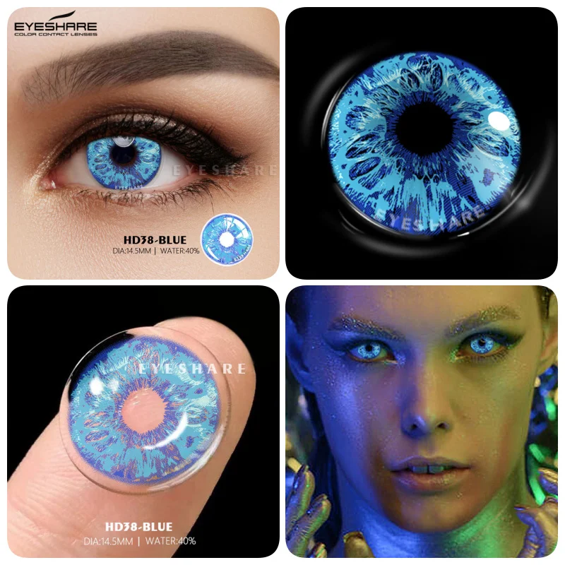 EYESHARE 1Pair Colored Contact Lenses for Eyes Cosplay Contact Lenses Blue Lenses Halloween Lens Cosmetics Pupils Eye Color Lens