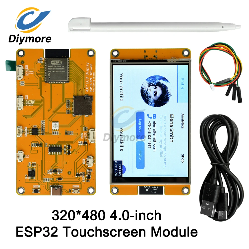 4.0-Inch Touch Screen ESP32 WiFi Bluetooth Development Board 320x480 Resolution ST7789 Driver ESP32-32E Module Type-C