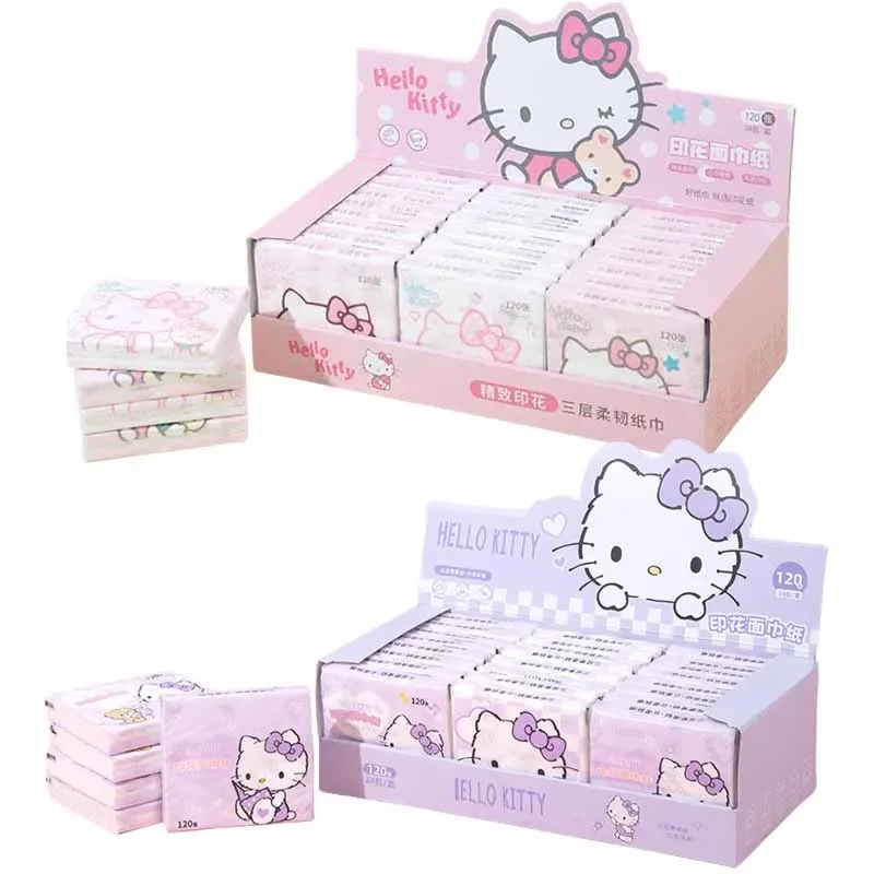 24pcs Sanrios Anime Cartoon HelloKittys Pochacco Kawaii Cute Printing Portable Mini Pocket Tissues Handkerchief Napkin Paper