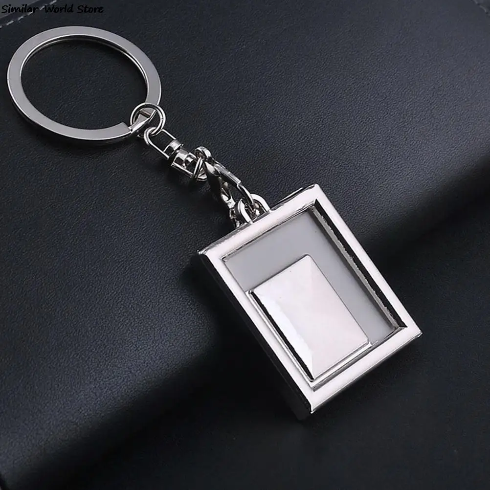 New Personality creative hollow metal photo frame keychain pendant holiday custom commemorative key pendant