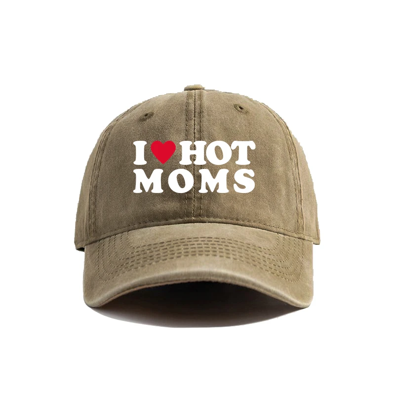 I Love Hot Moms Baseball Cap Summer Distressed Dad Hats Men Women Outdoor Adjustable Caps MZ-477