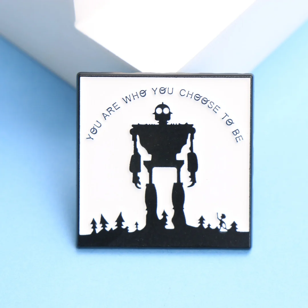 You Are Who You Choose To Be Enamel Pin - Cartoon Robot & Kid Silhouette Lapel Badge for Backpack DIY Gift