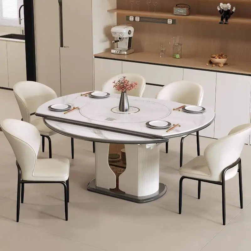 

Unique Designer Dining Tables White Decorations Nordic Extending Dining Tables Set Expandable Mesas Comedor Furniture For Home