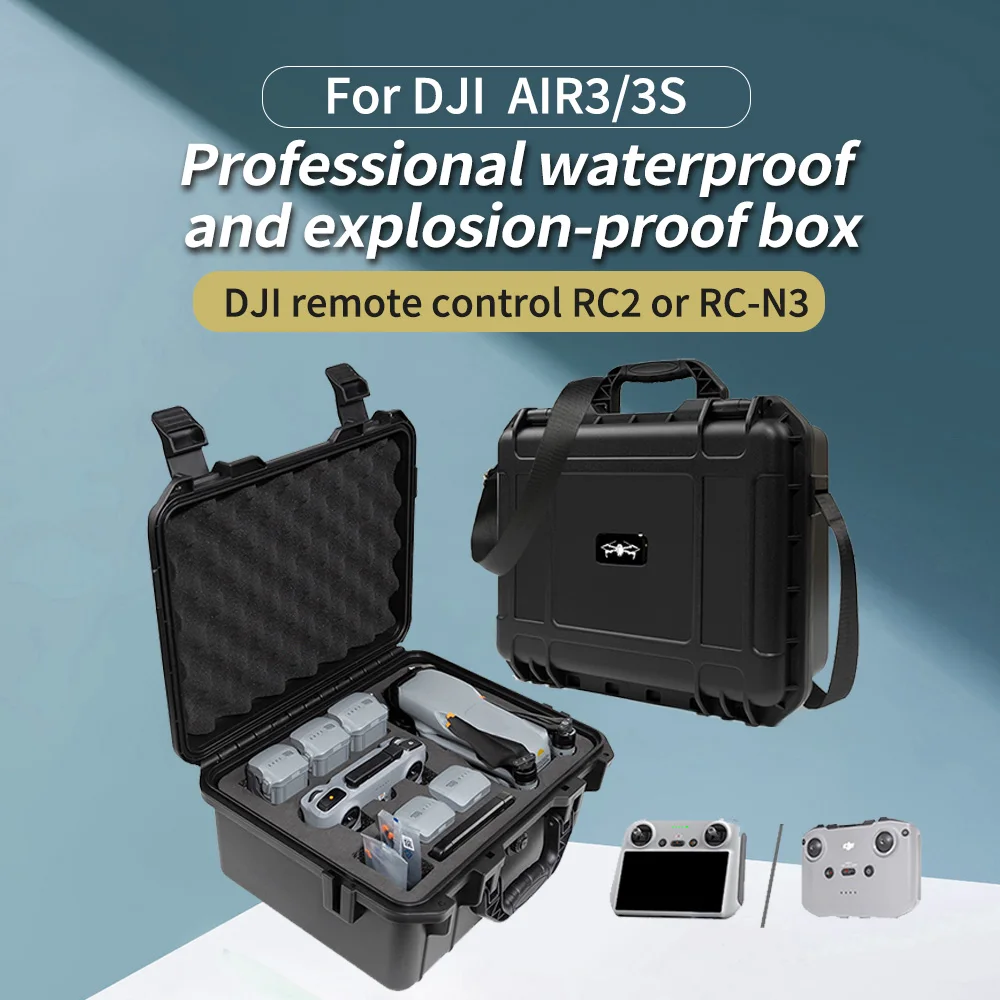 Suitable for DJI AIR3S/3 explosion-proof box, waterproof and anti drop drone storage bag, and through chassis