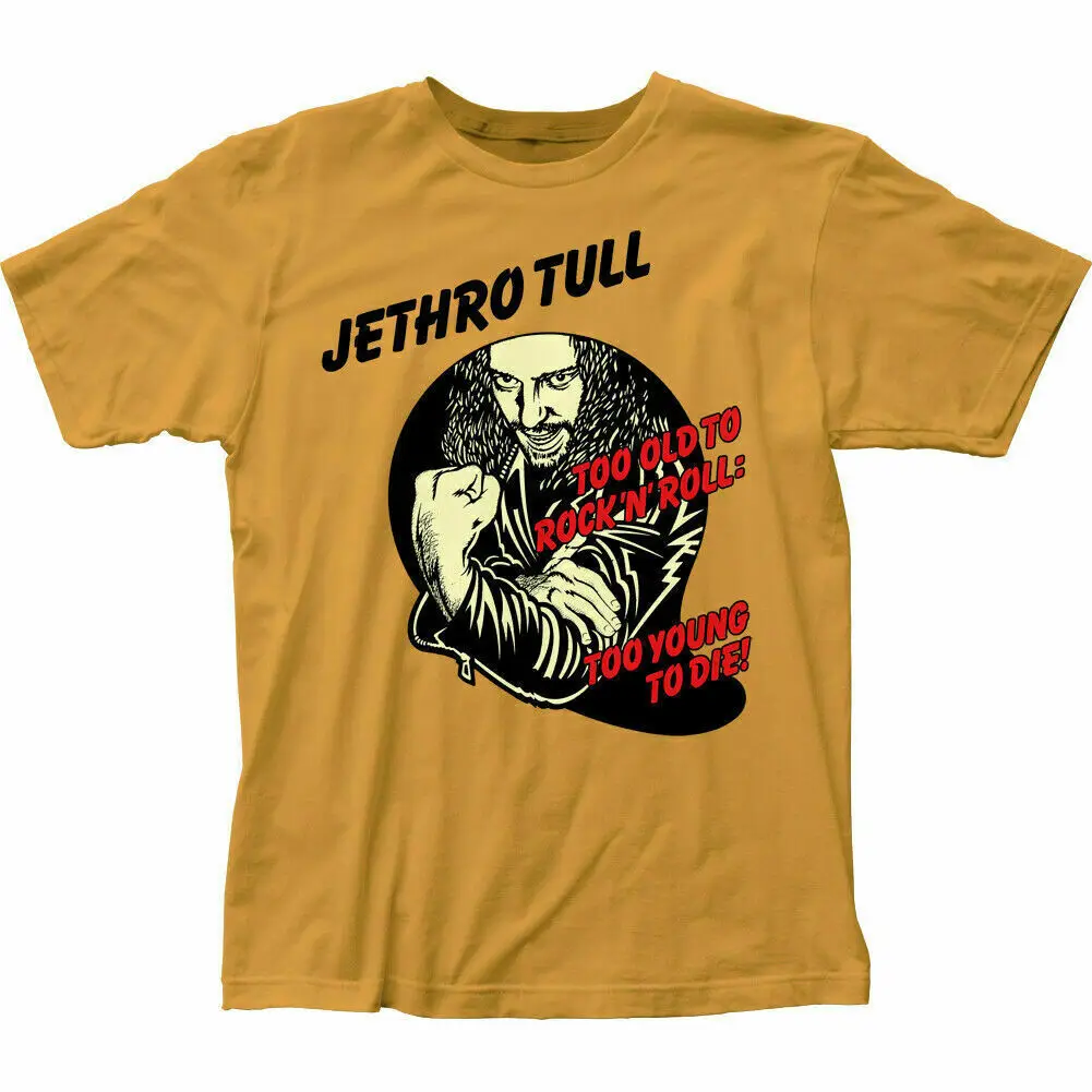 Música masculina do rock n roll camiseta, Jethro camiseta, jovem demais para morrer, ouro, licenciado