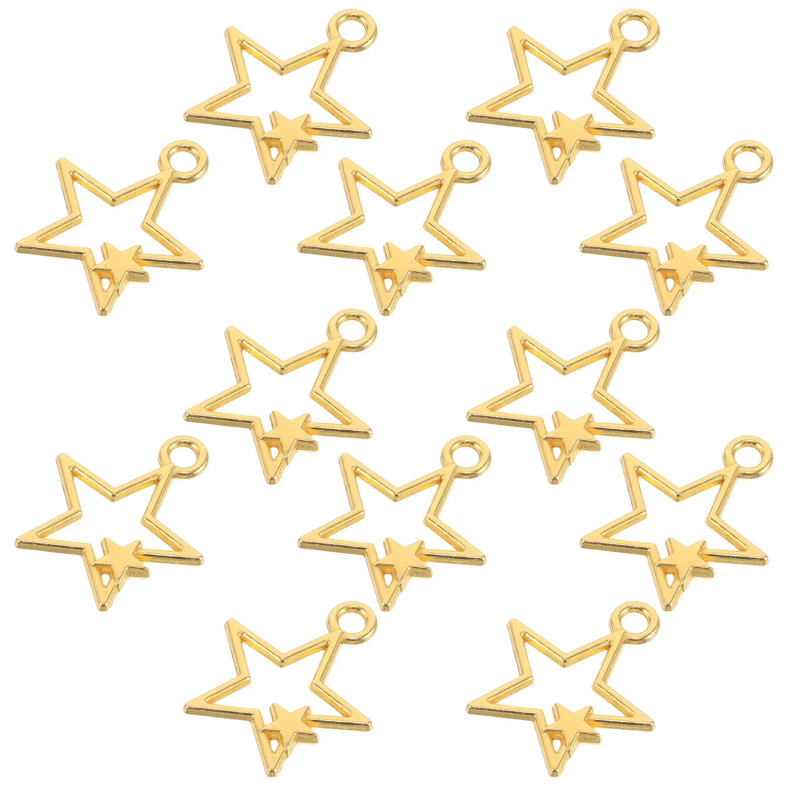 

100 шт. золотистых полых подвесок-звезд из сплава для изготовления ювелирных изделий, ожерелий, браслетов, серег, брелоков, аксессуаров