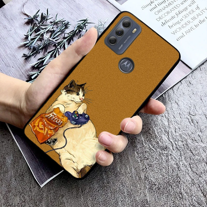 

Phone Case For Moto G85 G55 G05 G14 G75 G31 G50 G10 G20 G30 G60 G13 G32 G84 G54 G53 G72 G24 Power Drinking Wine Cat