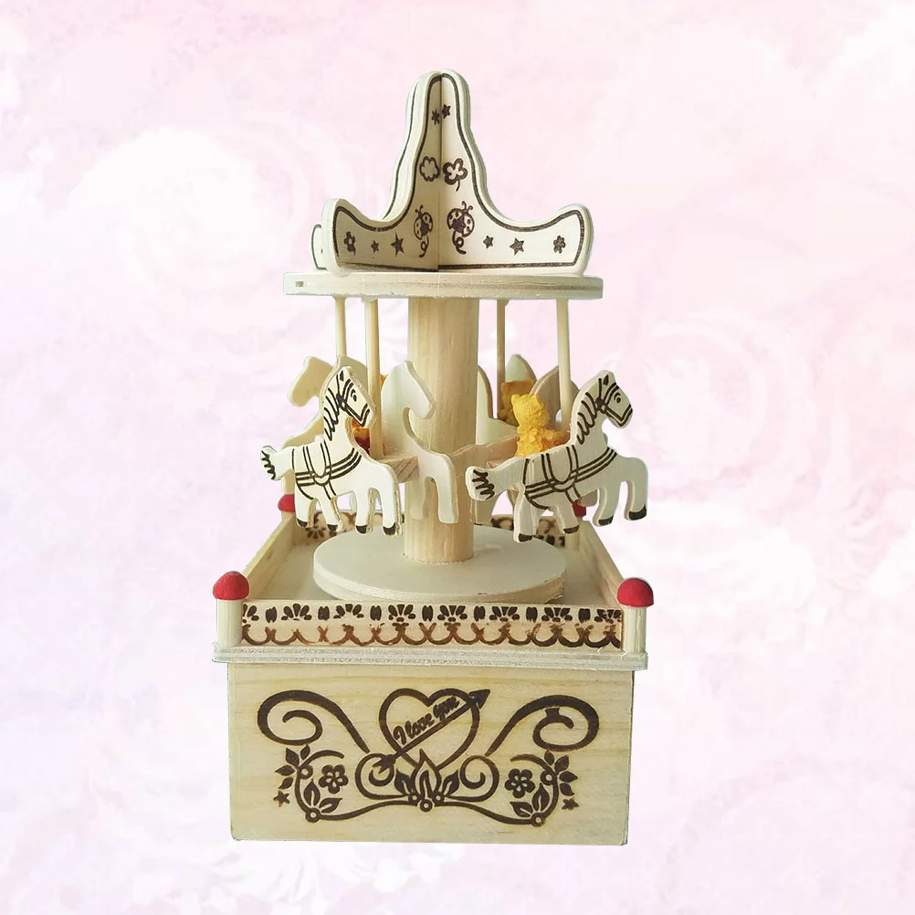 

Merry-Go-Round Music Box Wooden Creative Carousel Gift For Home Decor Room Café Wedding Party Wood Horse Melody Decoration