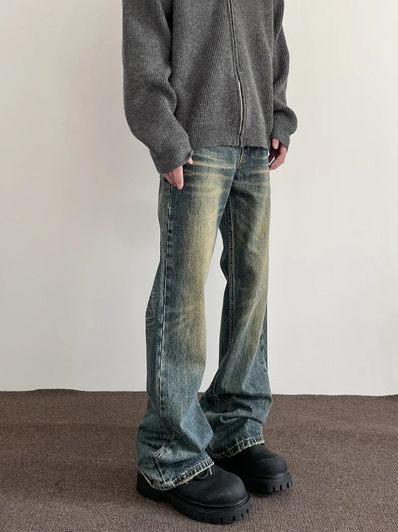 

Retro Washed American High Street Vibe Men's Straight Leg Jeans Slimming Clean Fit Long Trousers Casual Youth Fashion