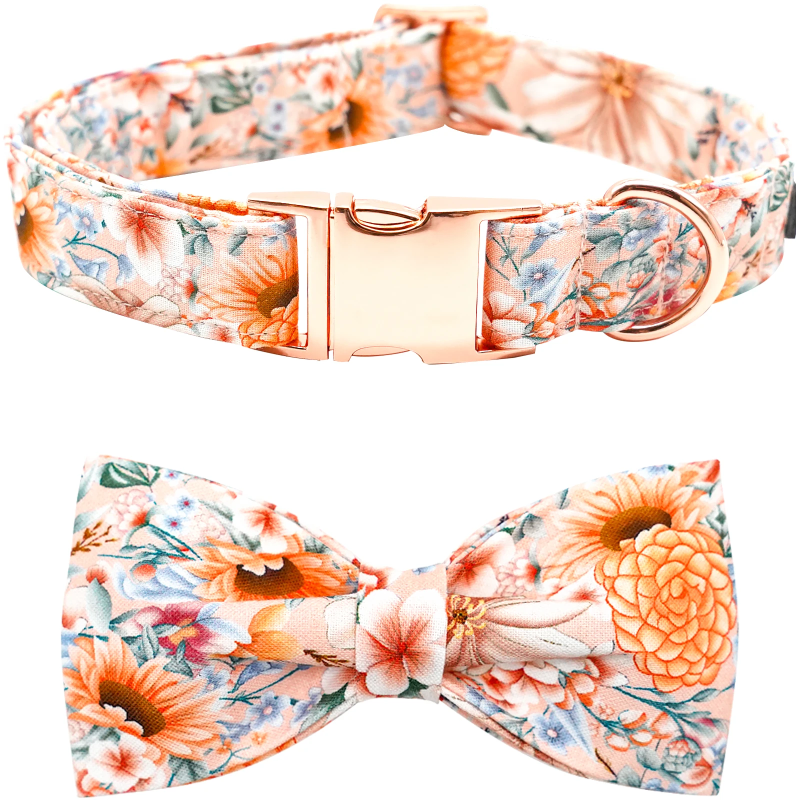 

Floral Dog Bow Collar for Female or Male Dogs Collar with Bow Adjustable Bowtie Collar for Large Dogs Pet Gift