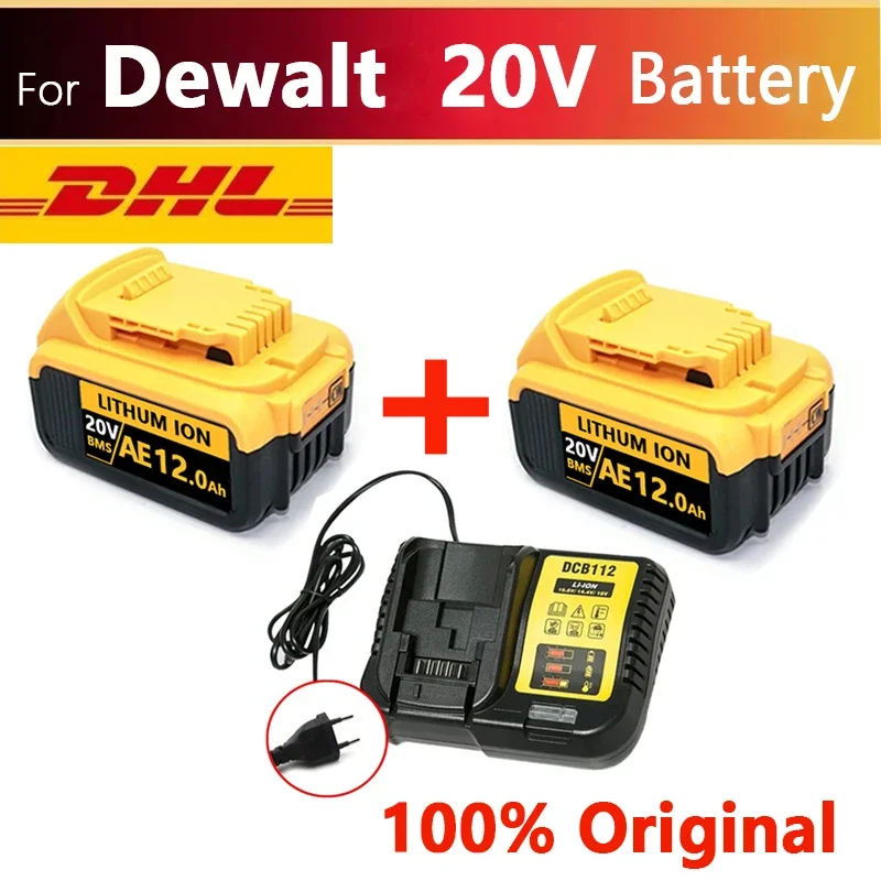 20V DCB200 12000mAh Replacement Li-ion Battery for DeWalt DCB205 DCB201 DCB203 Power Tool Battery 20 Volt MAX With Charger