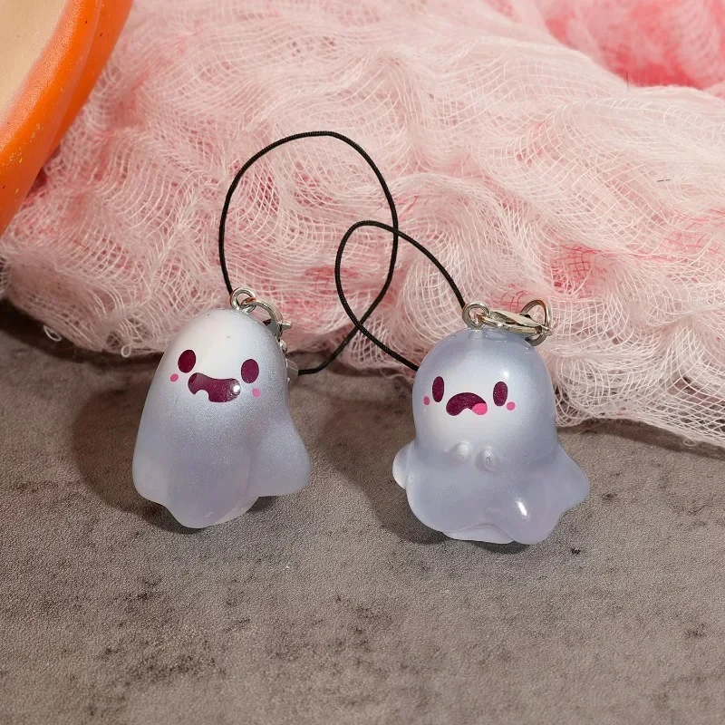 Halloween Luminous Ghost Phone Straps Portable Resin Keyring Floating Ghost Key Chain Festival Gathering Cell Phone Key Pendants