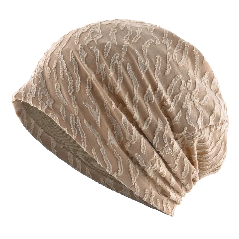 Japanese retro pleated beanie hat for women, autumn and winter, large head circumference, loose-fitting head wrap hat