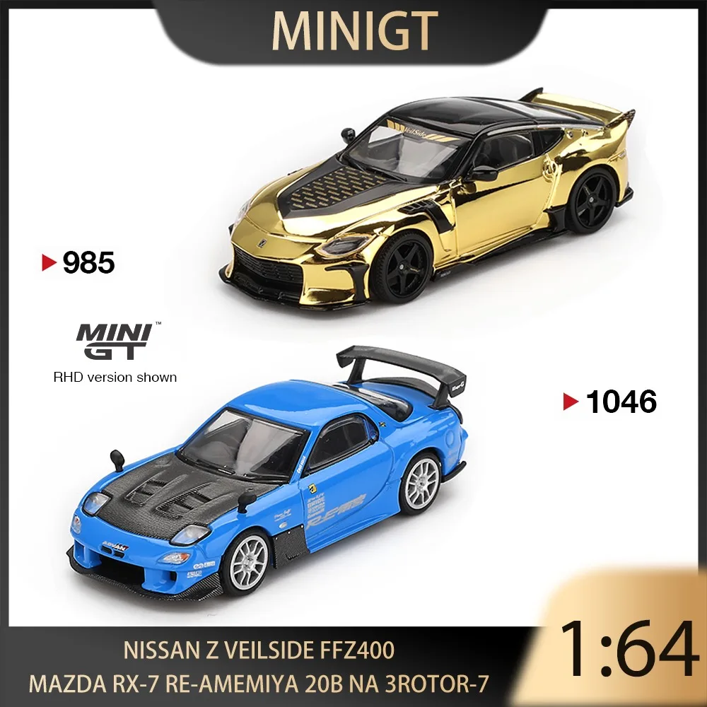 

MINIGT 1:64 Mazda RX-7 RE-Amemiya 20B NA 3ROTOR-7 «Ama-san Go» Литая под давлением модель автомобиля из сплава премиум-класса Коллекционная витрина