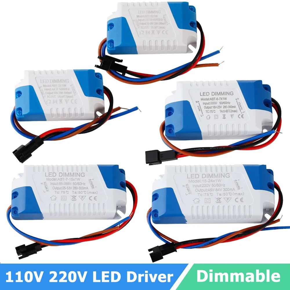 Dimmable LED Driver 3W 5W 6-7W 7-15W 15-24W Power Supply LED Transformer 110V 220V LED Dimming Adapter for LED Downlight