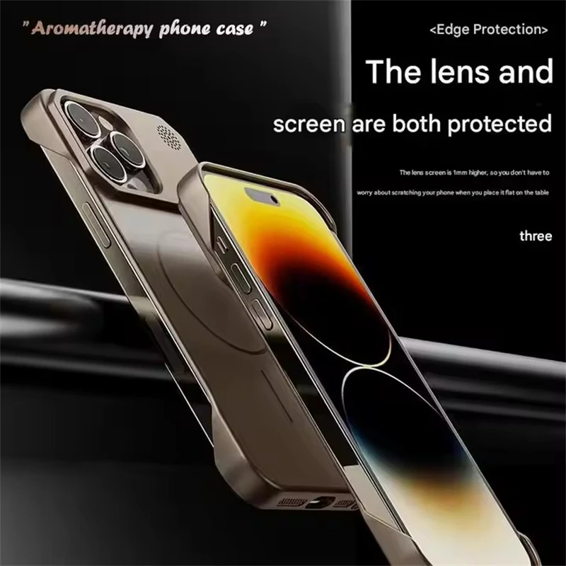 حافظة هاتف صلبة مغناطيسية بدون إطار عطر لهاتف Magsafe IPhone 16 15 14 13 12 Pro Max Plus 16Pro 15 Pro Mag ملحقات غطاء آمن