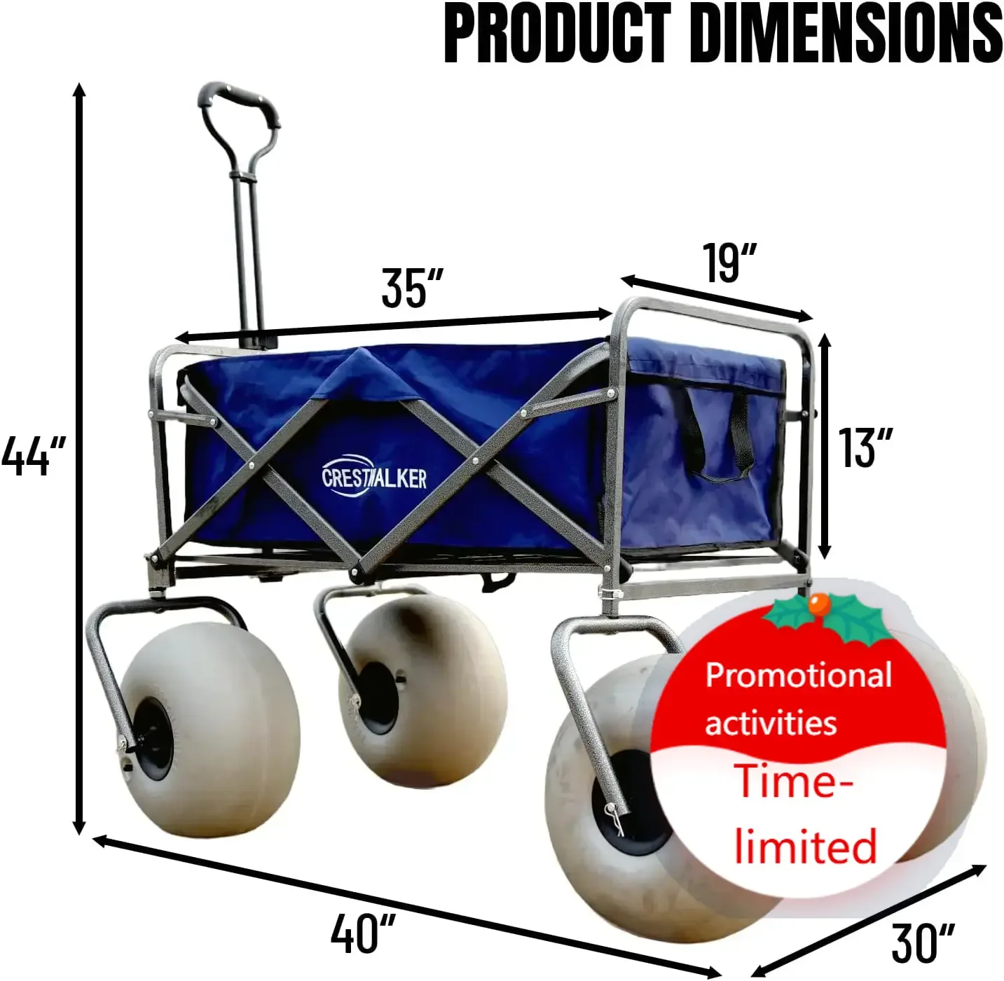 

Hot salesHot-sellingBeach Wagon with Big Wheels for Sand, Collapsible Cart with Balloon Wheels (13'' Fat Tires)