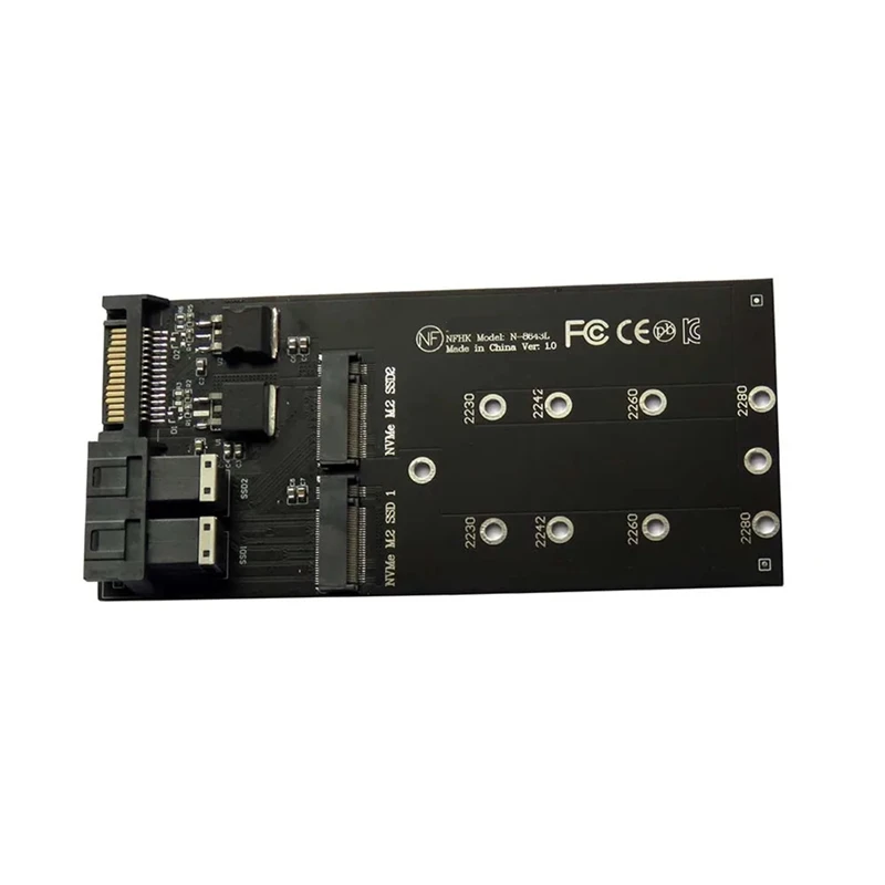 SFF-8643 U.2 에서 Nvme M.2 NGFF SSD 변환 카드 어댑터, SFF-8643 U.2 에서 듀얼 M-키 NVME M2 NGFF SSD 어댑터, 2 포트