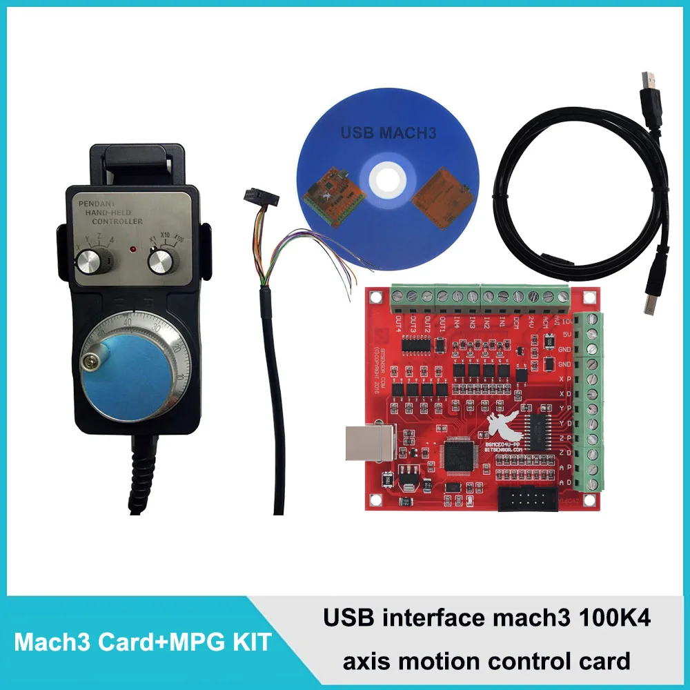 CNC Machining Kit cnc control card USB interface mach3 100K 4axis motion control card+4axis MPG for woodworking engraving machin