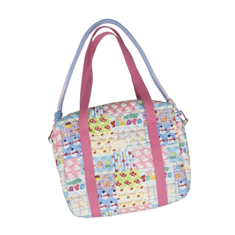 Fashionable Quilted Cotton Nappy Bag Lovely Pattern with Ample Storage Space Mom Handbag for Modern Moms travel