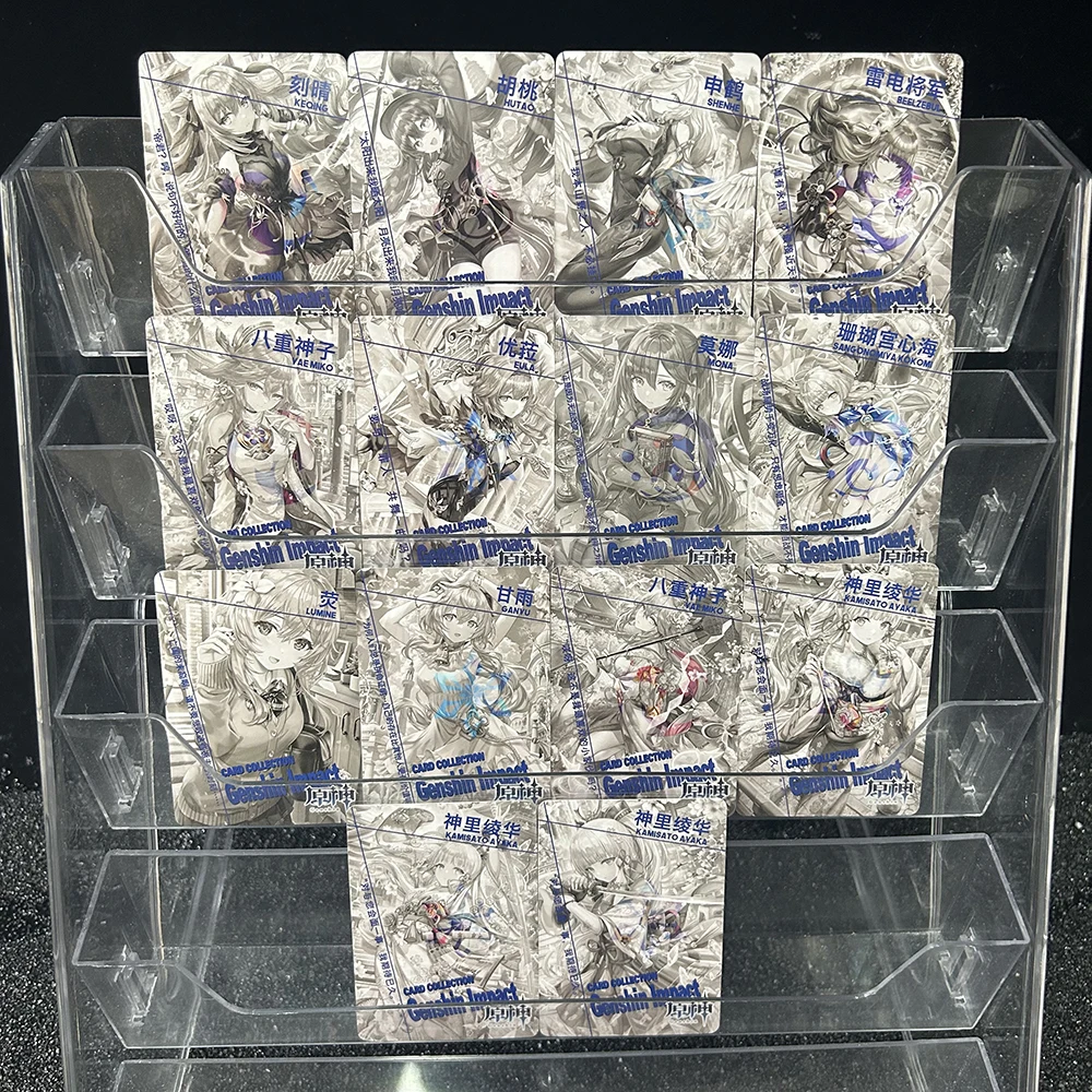 14 Pçs/set Bonito Anime Jogo Genshin Impact Coleção Cartão Keqing Raiden Shogun Kamisato Ayaka Cartão de Coleção de Personagens Sexy