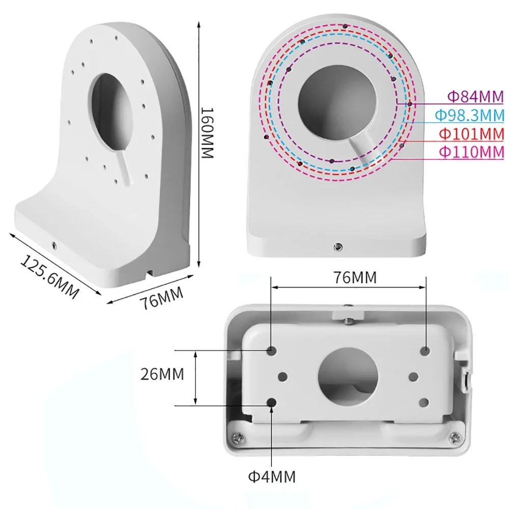 Imagem -06 - Metal Alumínio Junction Box Mount Bracket Universal para Câmera de Segurança Dome Hide Cabo Box Stand Compatível com Câmeras Ptz