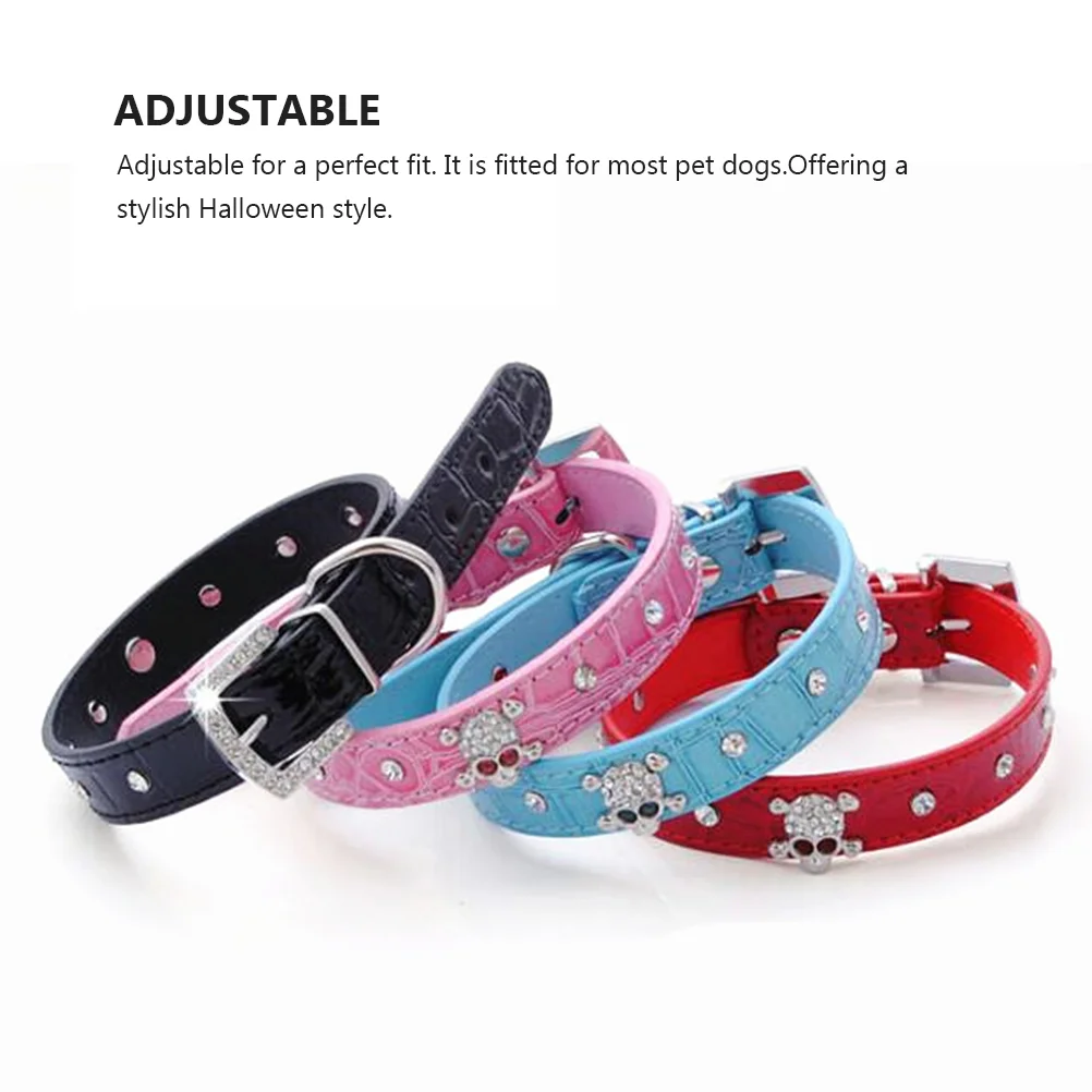 Halloween Skull Pet Collar Collars For Puppies Dog Rhinestones Crystal Stylish Fashion