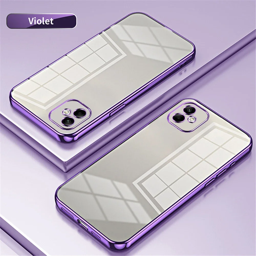 FLYKYLIN Luxury Plating Transparent Case For Samsung Galaxy A54 A34 A24 A14 4G 5G A04S A05S A15 A35 A25 A55 Soft Silicone Cover