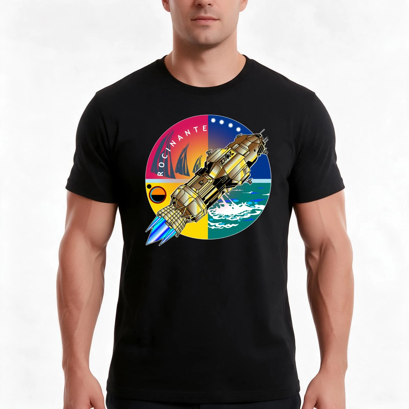 ROCINANTE T-Shirt, Summer Casual Cotton Tee, Oversized Streetwear Tops, Vintage Graphic Print, Loose Fit Short Sleeve