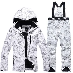 Thicken Warm Ski Suit for Men Windproof Waterproof Skiing Suits Male Snowboarding Jacket and Pants, Snow Overalls Winter New