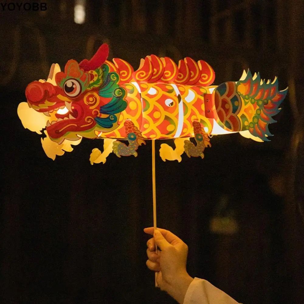 

Handmade Dragon Dance Lantern Decorative Colorful Children's Handheld Lantern Paper Traditional Koi Lantern Mid-autumn Festival