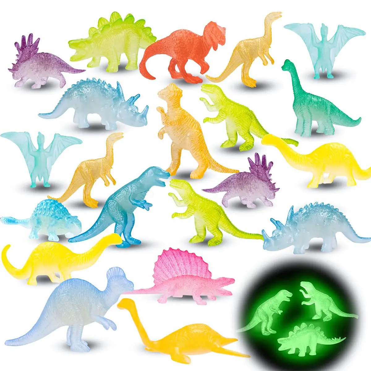 Mini Luminous Dinosaurs Glow in the Dark Dino Toys Treat Kids Birthday Party Favors Boy Girl Gift Goodies Fillers Ornament