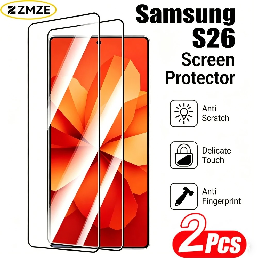2Pcs Full Coverage Screen Protector for Samsung Galaxy S26 S25 S24 S23 Ultra S22 S21 Plus S25 S24 FE Anti-Scratch Tempered Glass
