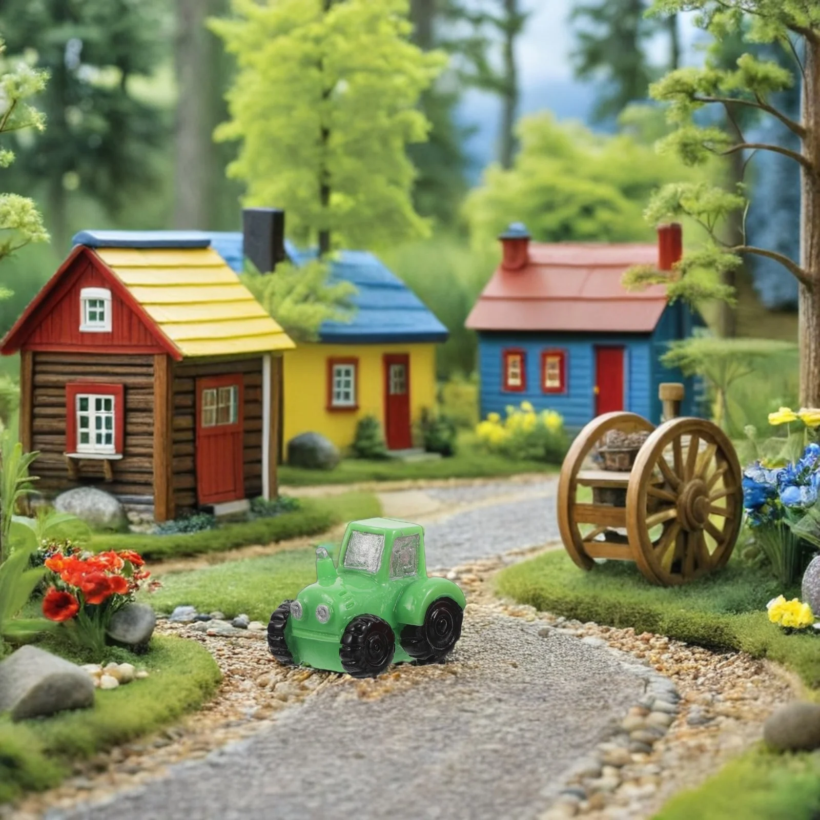 12 szt. Mini Traktory z Żywicy Dekoracje Mikro Krajobraz Modele Realistyczny Design Trwały Materiał Wszechstronne Zastosowanie Kolekcjonerskie Wróżki