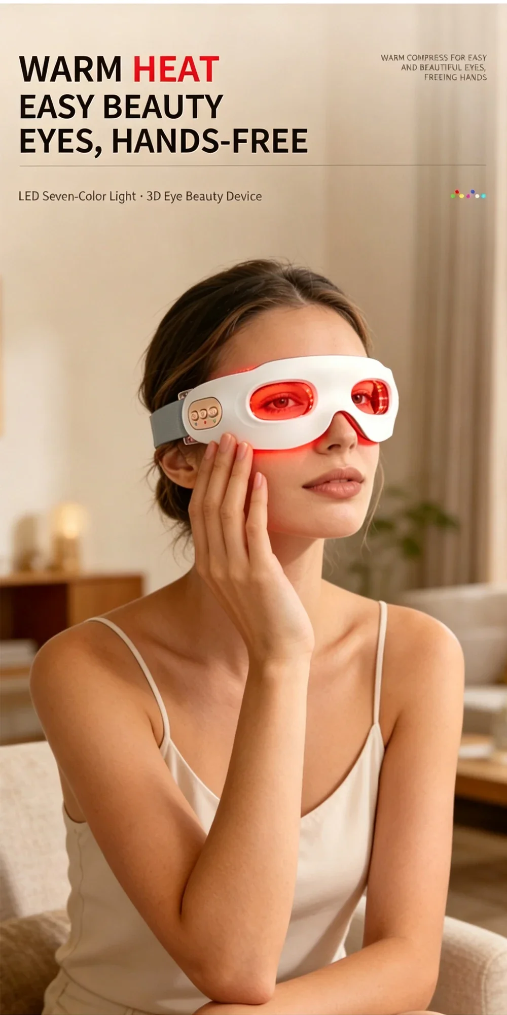 Eye Massager 7 Color LED Red light Remove Eye Bags Dark Circles Puffiness Hot Compress Eye Relieve Eye Fatigue Home Use