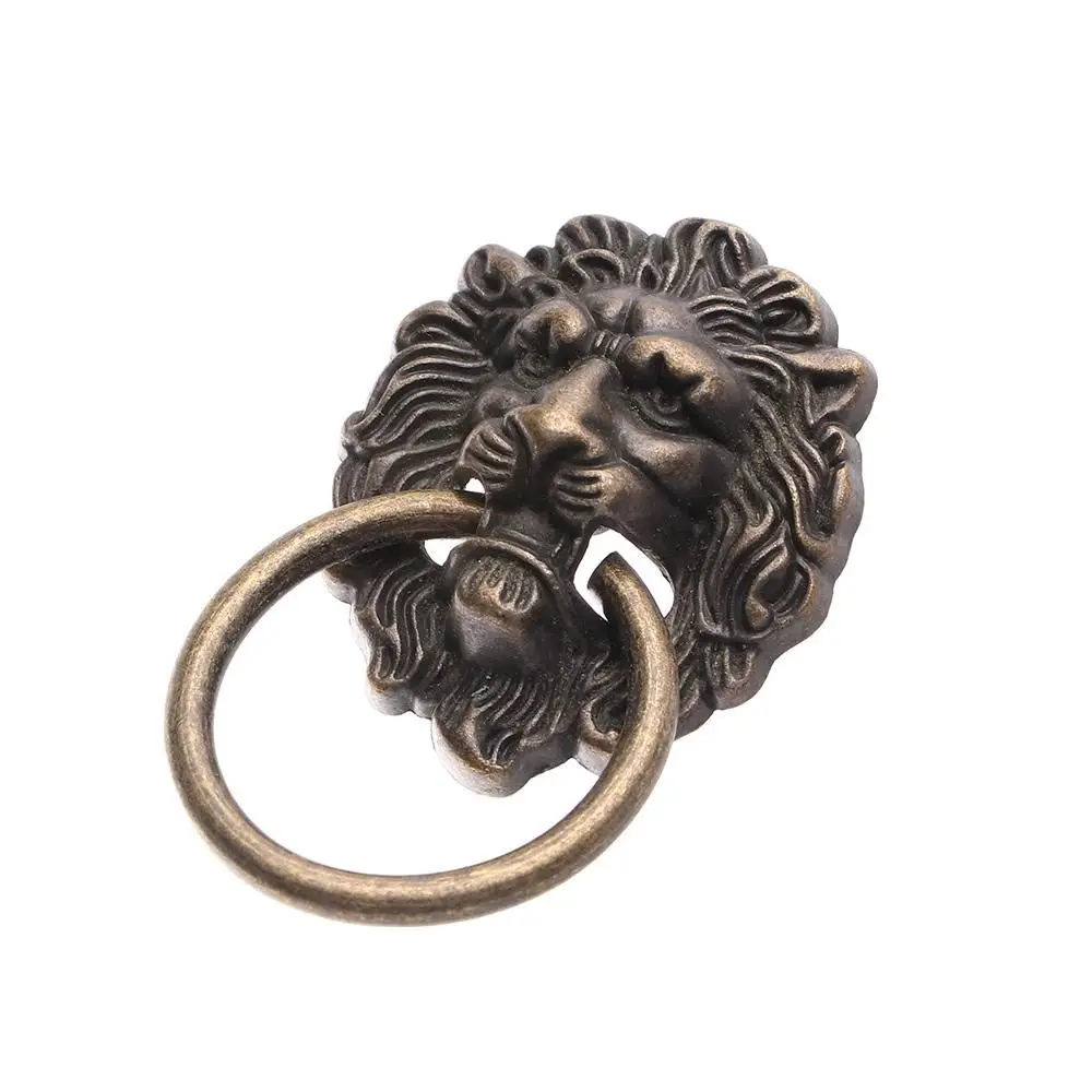 Convenient Bronze Door Cabinet Antique Knob Ring Drawer Pull Handle Lion Head