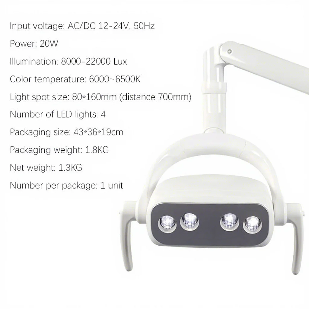 Dental Chair Accessory Oral Light 8-LED Dental Lamp 3-Color Touchscreen Digital Display; Cold-Light Oral Illumination ABS